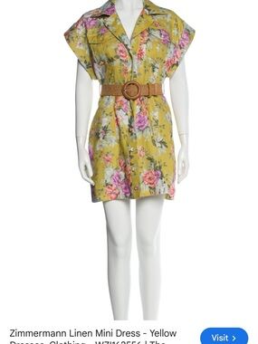 Zimmermann Yellow Floral Linen Mini Dress size 2